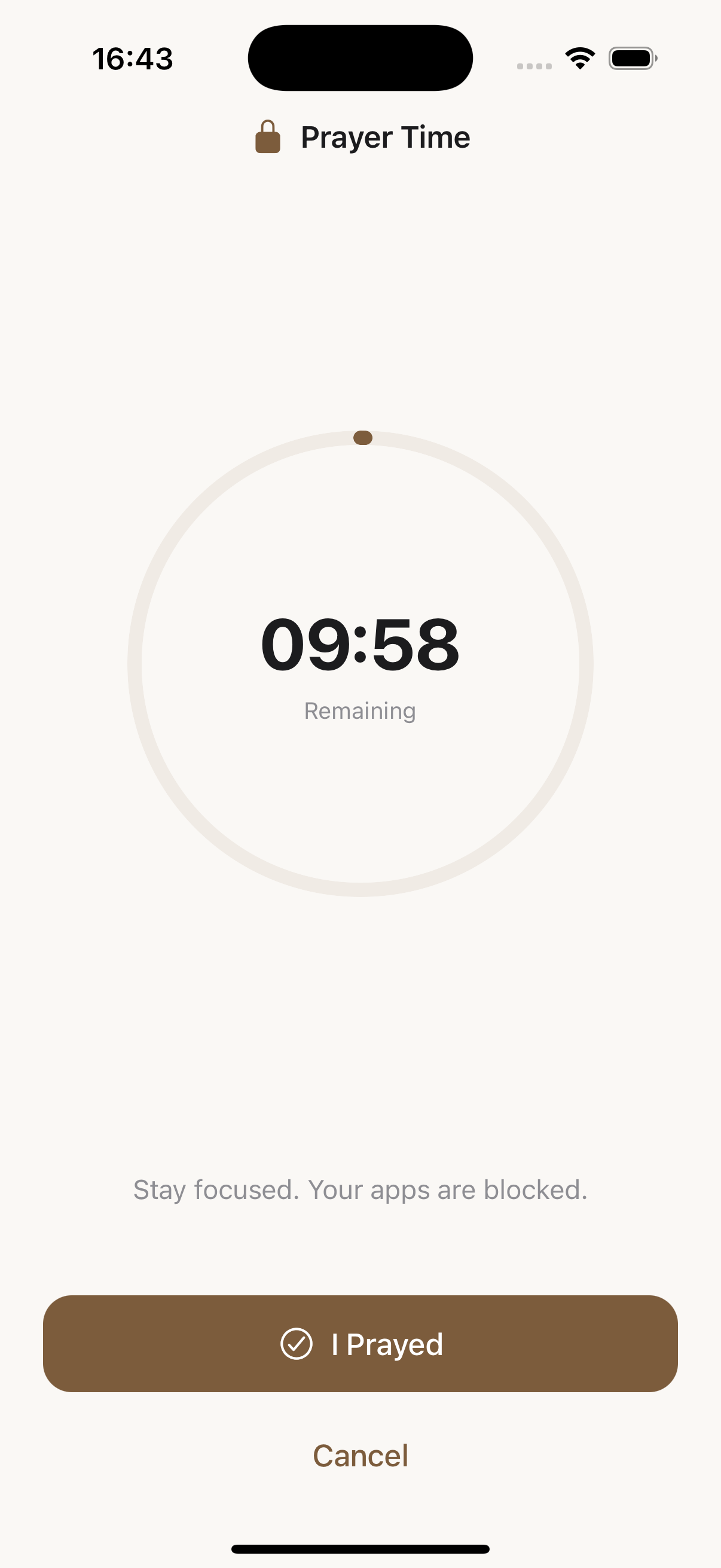 Prayer Lock app — select apps to block during prayer time